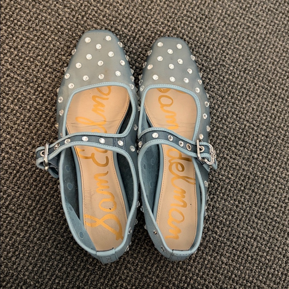 Sam Edelman MICHAELA SHINE MARY JANE FLAT (COASTAL BLUE) Rhinestones - Picture 5 of 5